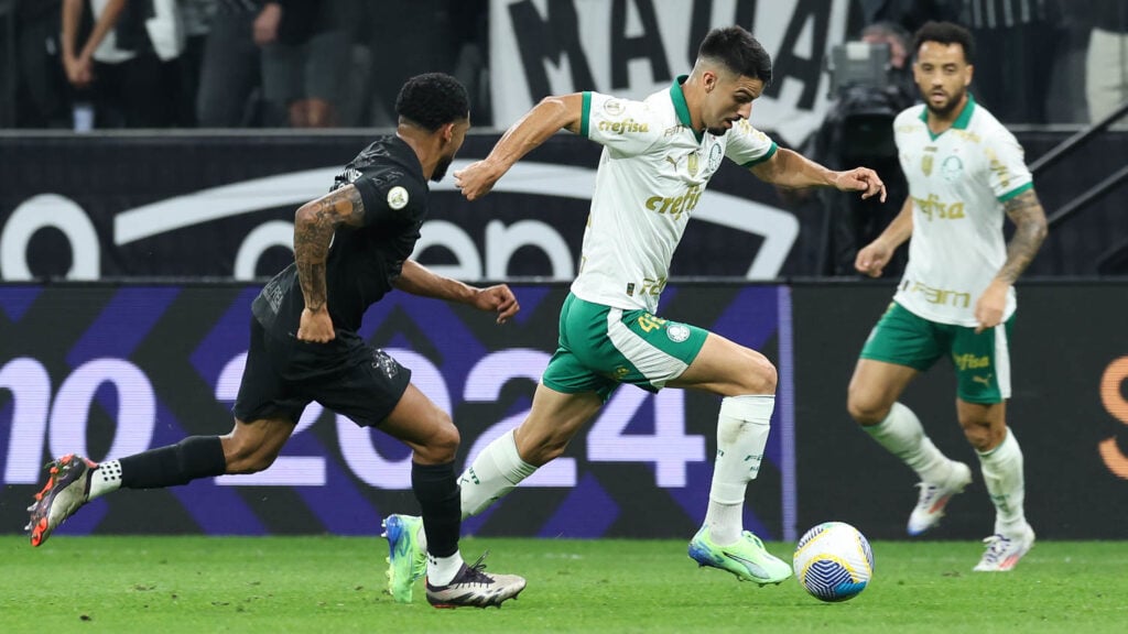 Lance do jogo entre Corinthians x Palmeiras. Imagem: Cesar Greco/Ag. Palmeiras