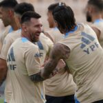 Messi em treino da Seleção da Argentina. Foto: Divulgação AFA