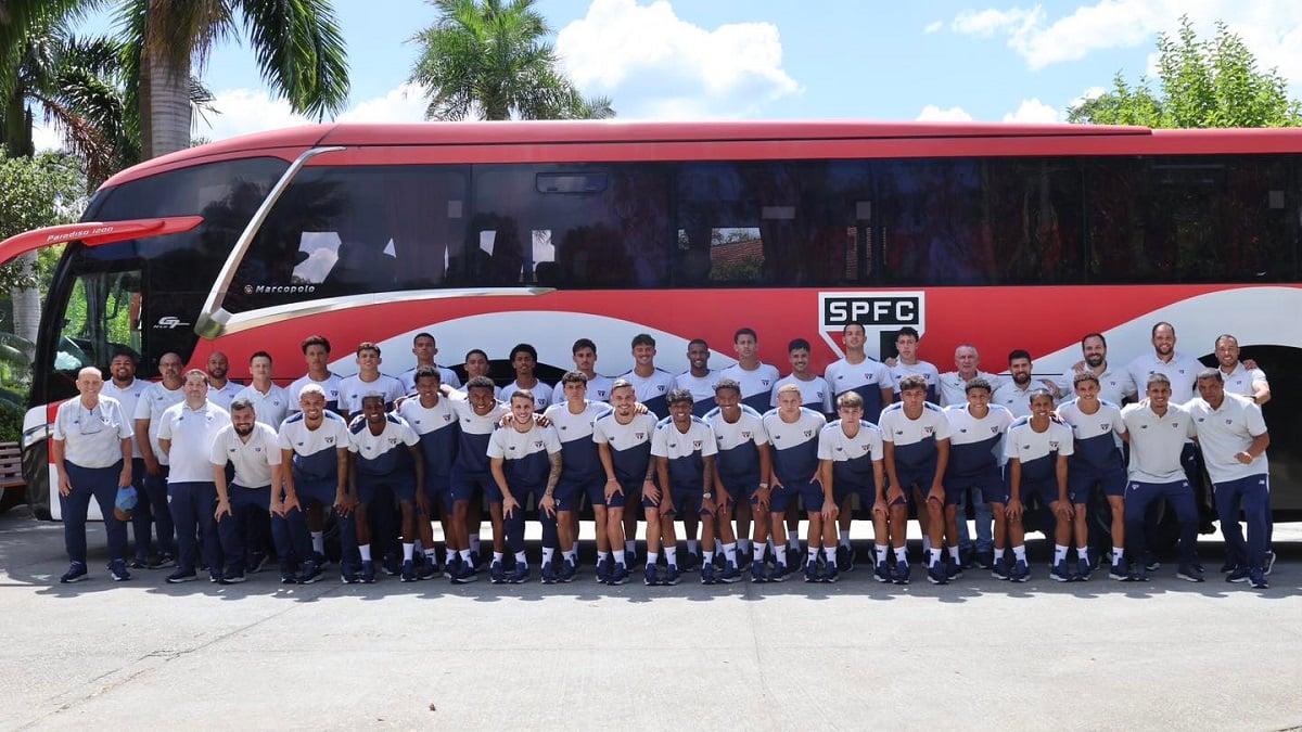 Jogadores do São Paulo que irão disputar a Copinha. Imagem: Guilherme Degang